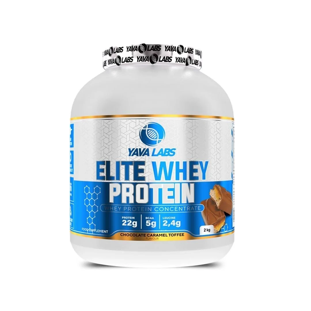 Yava Labs - Elite Whey Protein - Whey Protein Concentrate - Chocolate Caramel Toffee Flavor - 2 kg