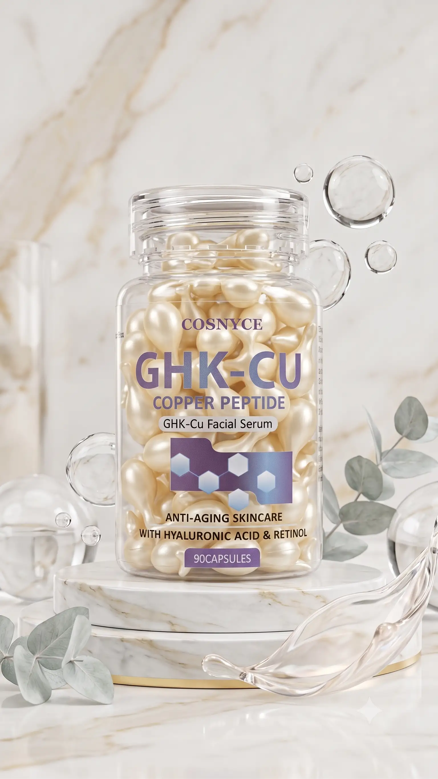 COSNYCE - GHK-Cu Copper Peptide Facial Serum - 90 Capsules