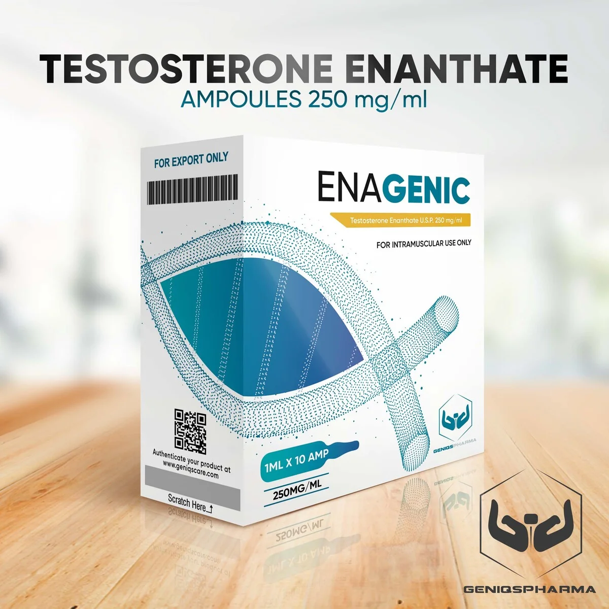 Geniqspharma - Enagenic (Testosterone Enanthate Injection U.S.P.) - 250mg/ml - 10 Ampoules x 1ml