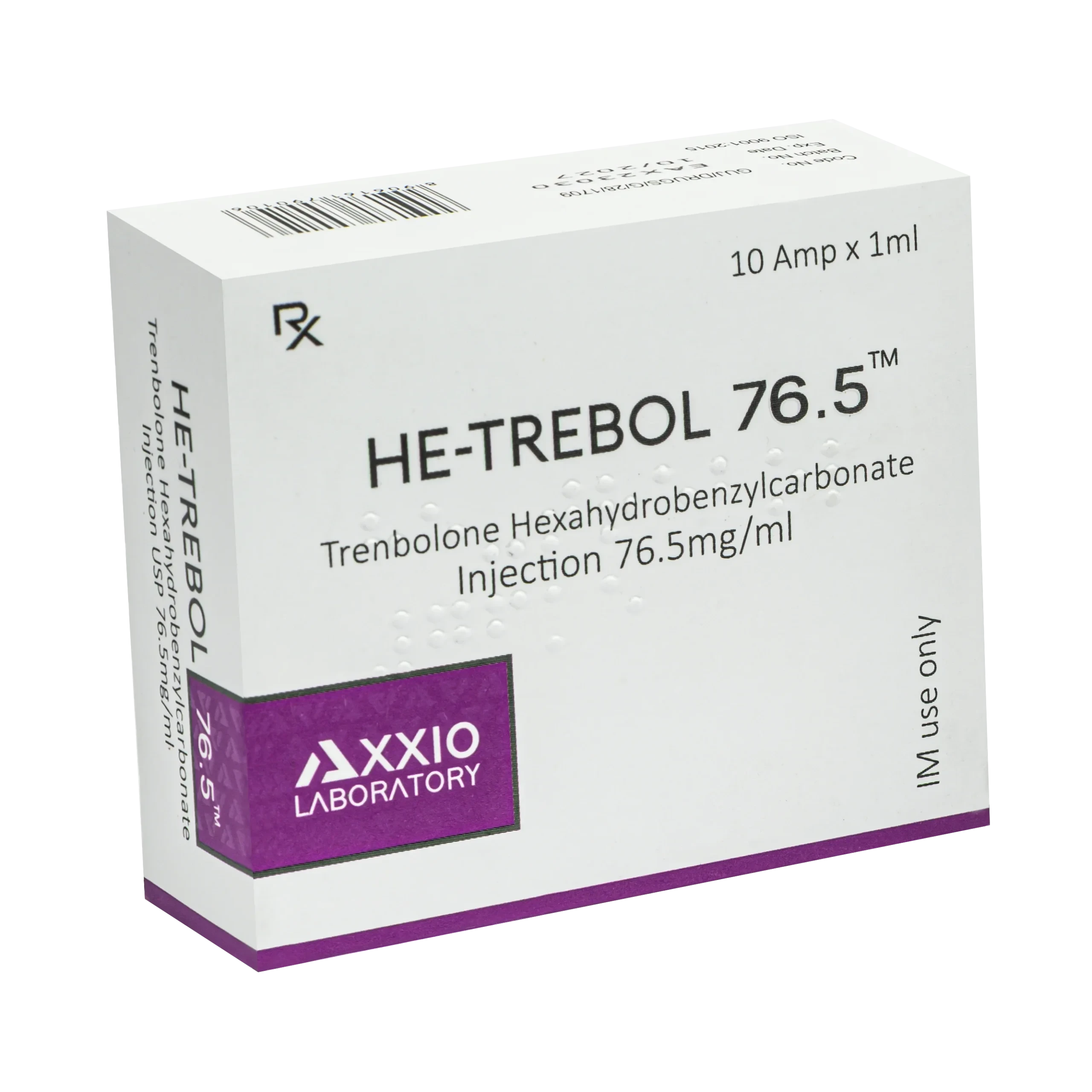 Axxio Laboratory - HE-TREBOL 76.5 (Trenbolone Hexahydrobenzylcarbonate) - 76.5mg/ml - 10 Ampoules x 1ml